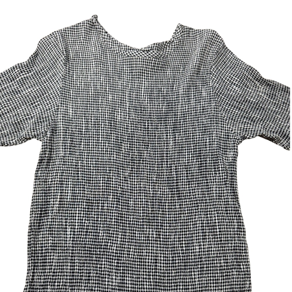 Vintage FLAX Black White Gingham Top Small by Jeanne‎ Engelhart